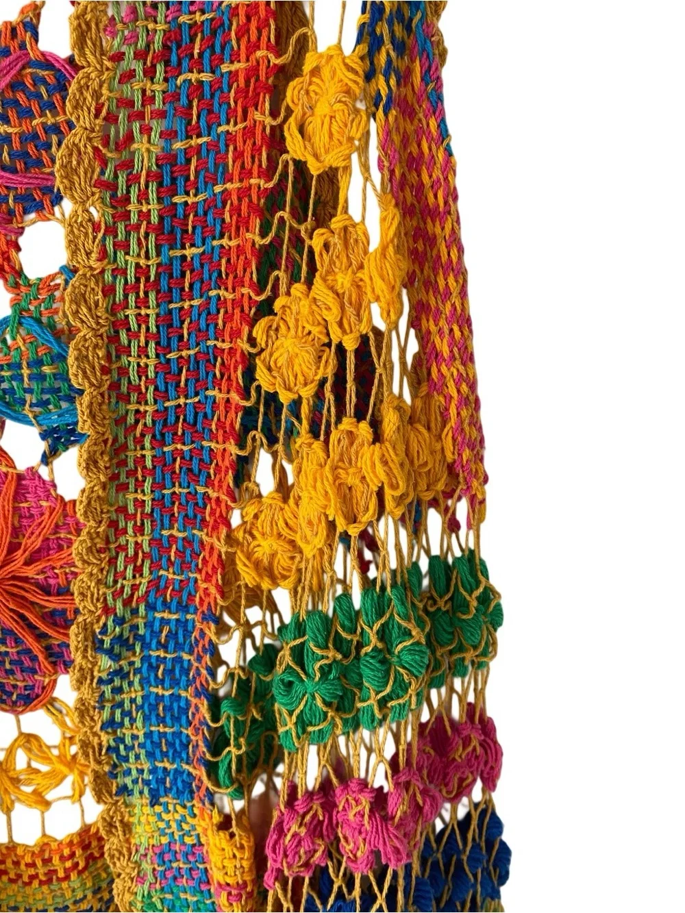 Colorful Handmade Crochet Boho Vest Multicolor Red Yellow Green Groovy one size